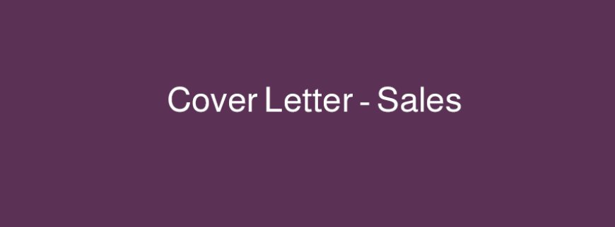 نموذج Cover Letter – Sales